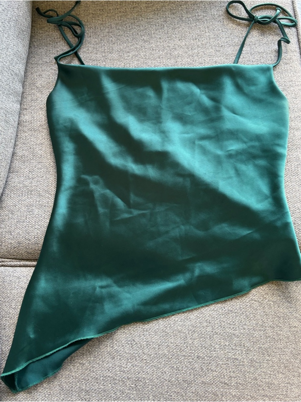Forever 21 Emerald Green Satin Asymmetric Cami